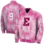 custom eastern michigan eagles pink tie dye pink varsity jacket best selling