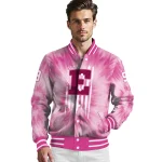 custom eastern michigan eagles pink tie dye pink varsity jacket best selling