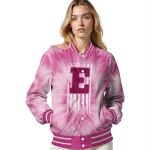 custom eastern michigan eagles pink tie dye pink varsity jacket best selling