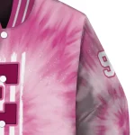 custom eastern michigan eagles pink tie dye pink varsity jacket best selling