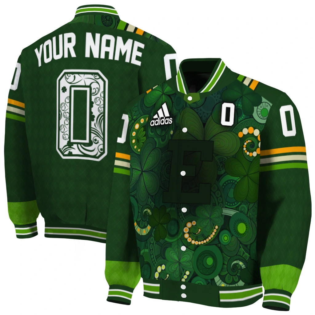 custom eastern michigan eagles shamrock vortex green varsity jacket fashion forward custom eastern michigan eagles shamrock vortex green varsity jacket fashion forward