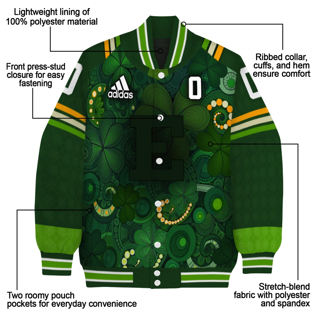 custom eastern michigan eagles shamrock vortex green varsity jacket new arrival custom eastern michigan eagles shamrock vortex green varsity jacket new arrival