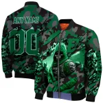 custom eastern michigan eagles skull horde green bomber jacket best selling