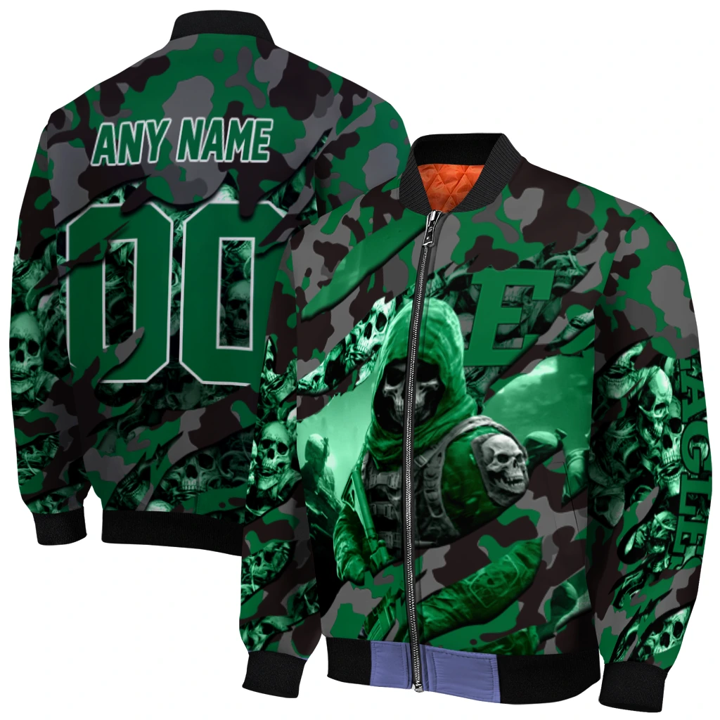 custom eastern michigan eagles skull horde green bomber jacket best selling custom eastern michigan eagles skull horde green bomber jacket best selling