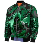custom eastern michigan eagles skull horde green bomber jacket best selling