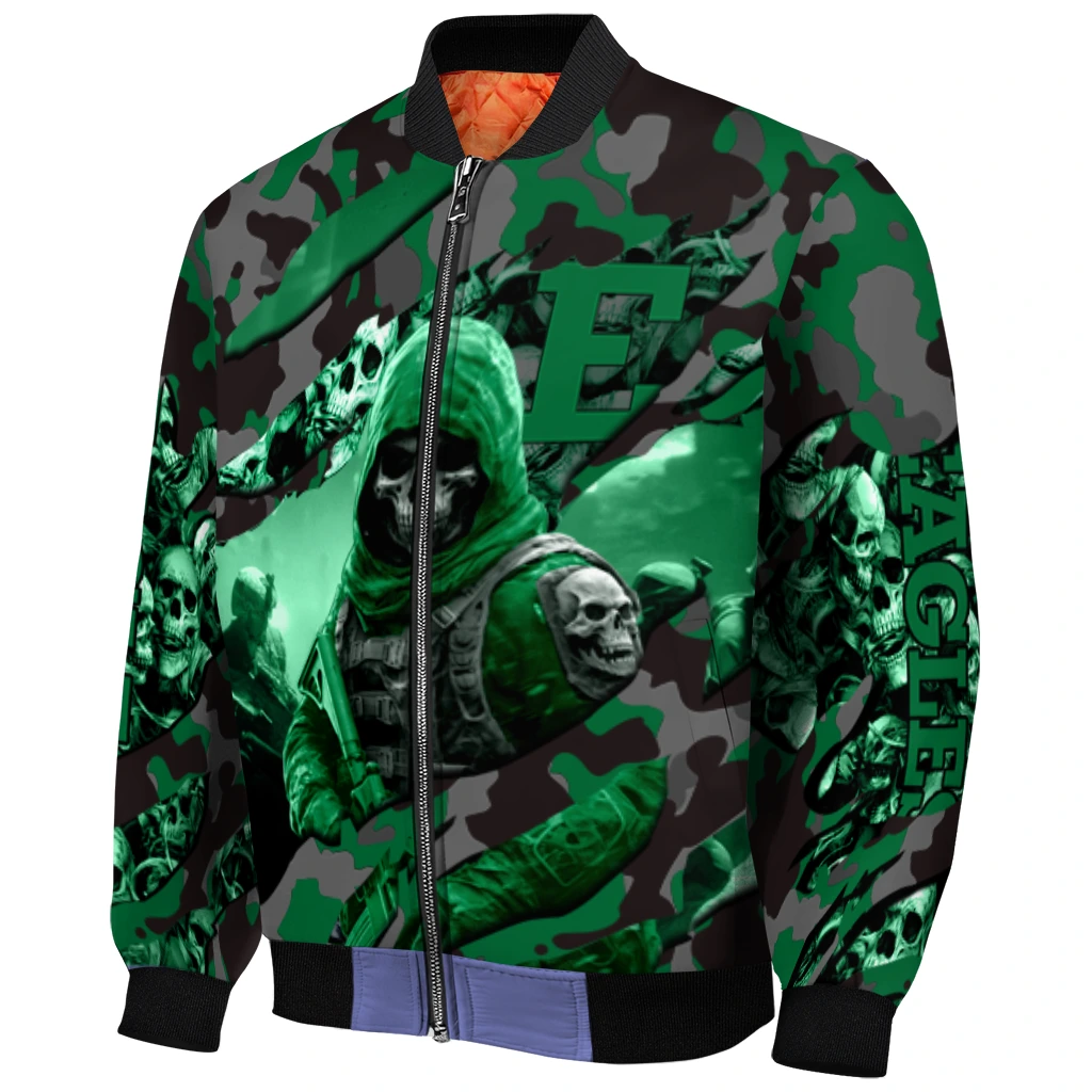 custom eastern michigan eagles skull horde green bomber jacket fashion forward custom eastern michigan eagles skull horde green bomber jacket fashion forward
