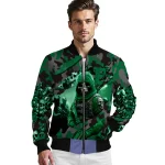 custom eastern michigan eagles skull horde green bomber jacket best selling