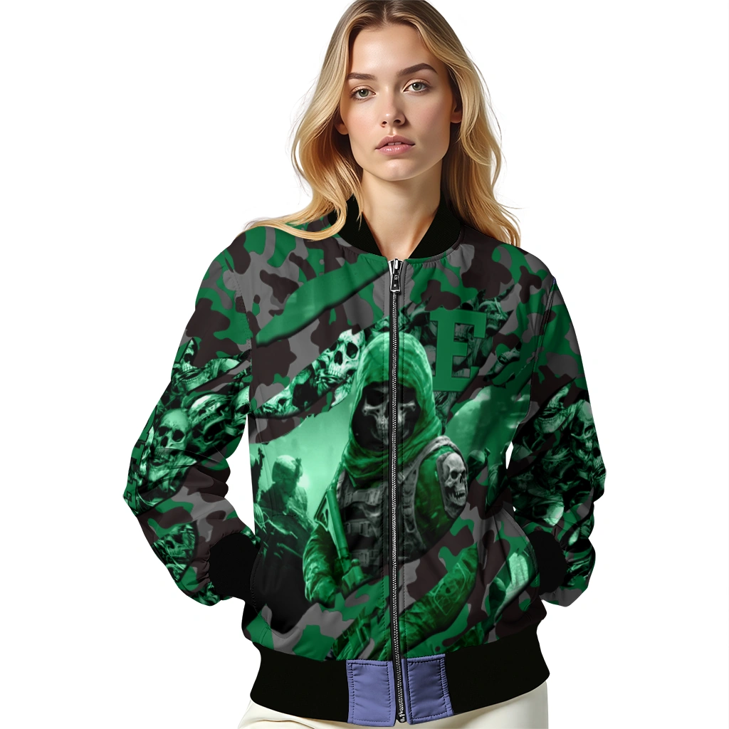 custom eastern michigan eagles skull horde green bomber jacket latest model custom eastern michigan eagles skull horde green bomber jacket latest model