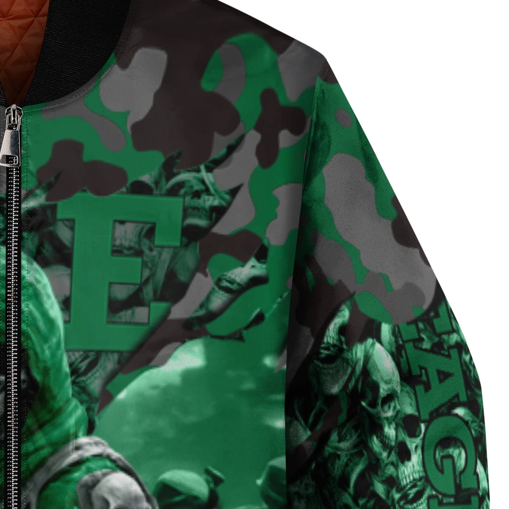 custom eastern michigan eagles skull horde green bomber jacket premium grade custom eastern michigan eagles skull horde green bomber jacket premium grade