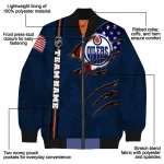 custom edmonton oilers usa flag rips blue bomber jacket best selling