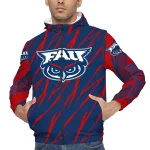 custom florida atlantic owls abstract streaks blue windbreaker jacket best selling