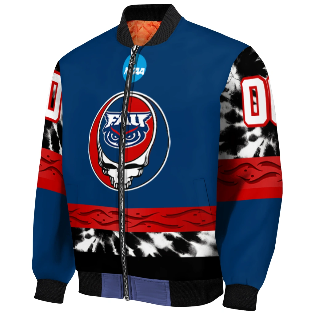 custom florida atlantic owls circle skull blue black bomber jacket fashion forward custom florida atlantic owls circle skull blue black bomber jacket fashion forward