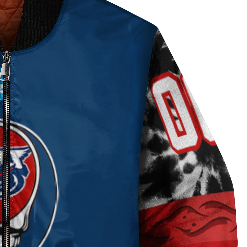 custom florida atlantic owls circle skull blue black bomber jacket premium grade custom florida atlantic owls circle skull blue black bomber jacket premium grade
