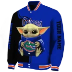 custom florida gators adorable yoda blue black varsity jacket best selling