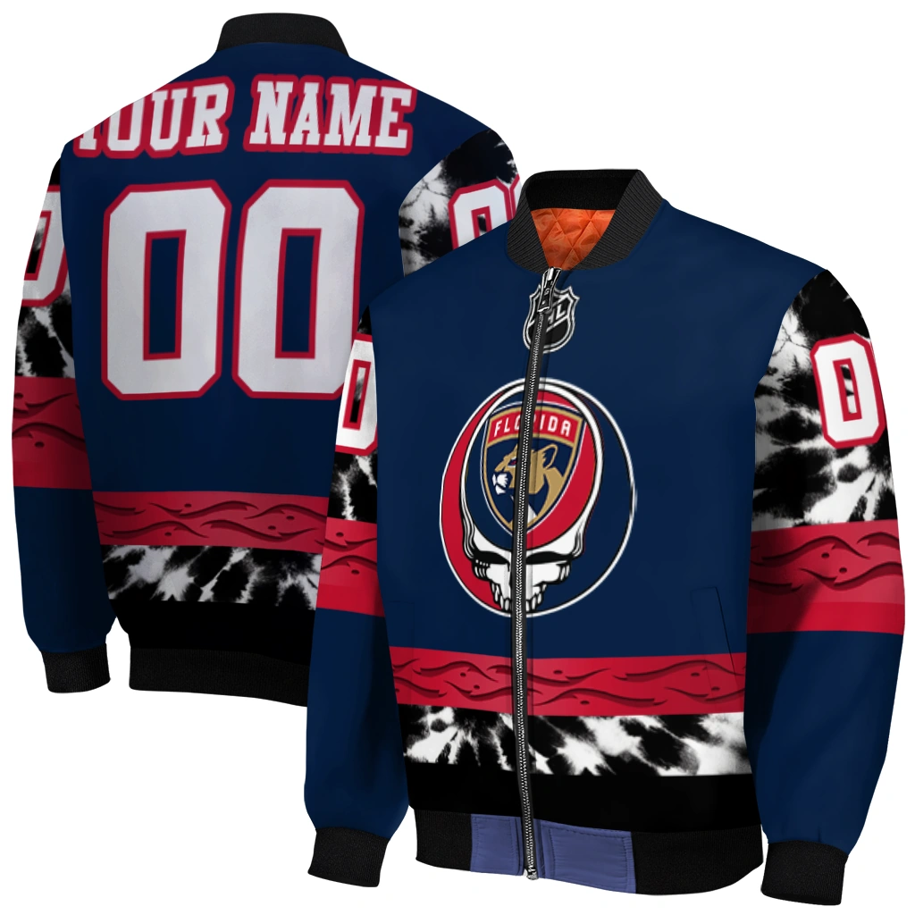 custom florida panthers skull stripe red black bomber jacket best selling custom florida panthers skull stripe red black bomber jacket best selling