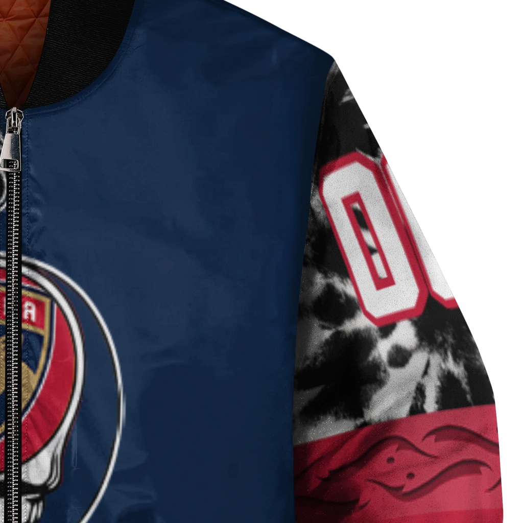 custom florida panthers skull stripe red black bomber jacket premium grade custom florida panthers skull stripe red black bomber jacket premium grade
