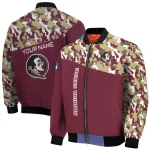 custom florida state seminoles camouflage splash garnet bomber jacket best selling