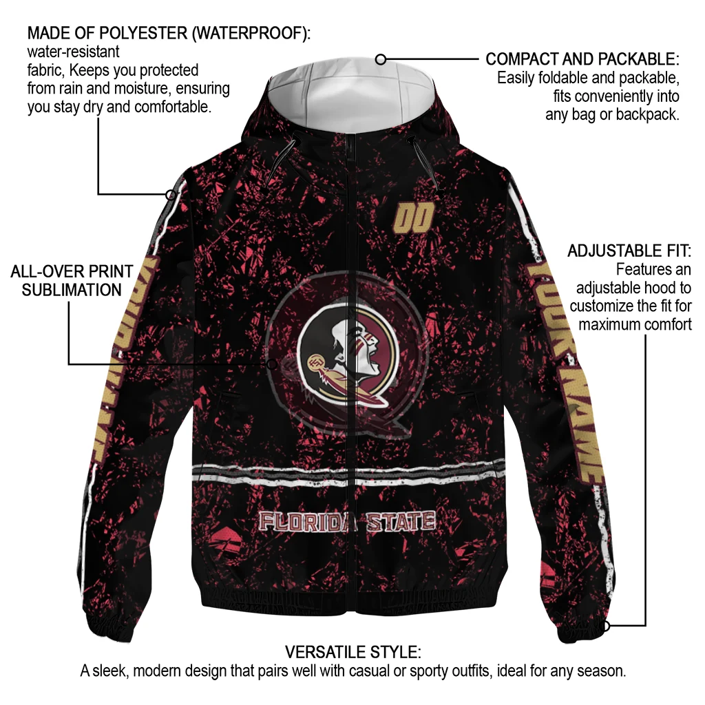 custom florida state seminoles shards cluster garnet windbreaker jacket new arrival custom florida state seminoles shards cluster garnet windbreaker jacket new arrival