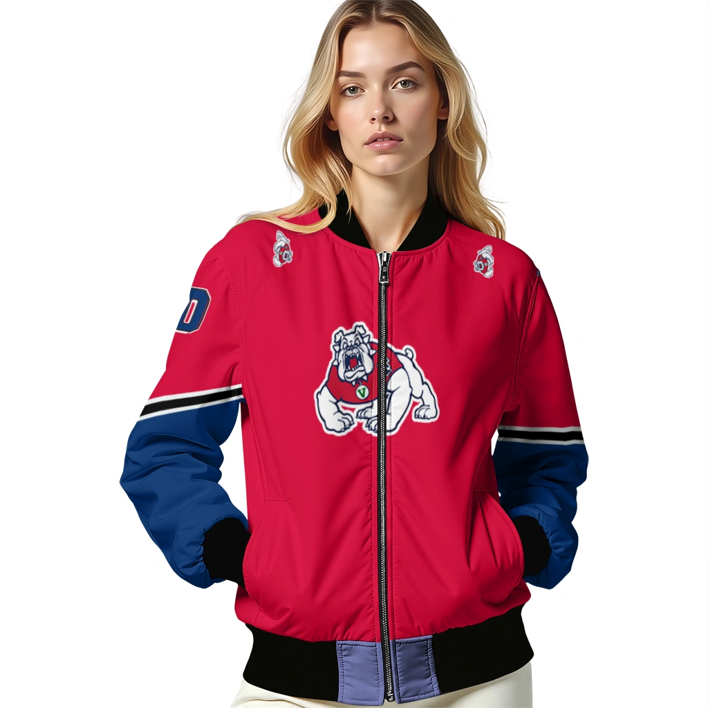 custom fresno state bulldogs chevron style red bomber jacket latest model custom fresno state bulldogs chevron style red bomber jacket latest model