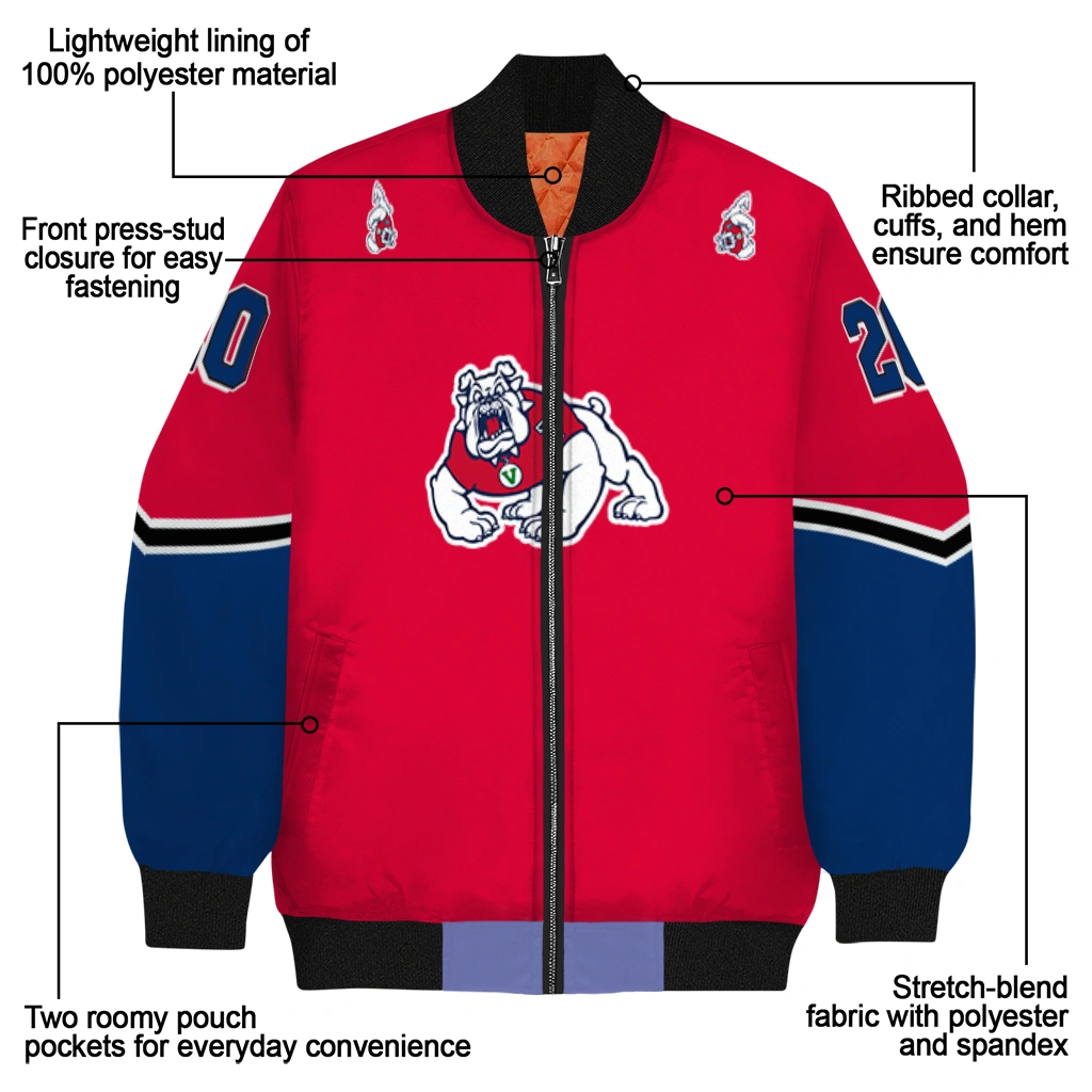 custom fresno state bulldogs chevron style red bomber jacket new arrival custom fresno state bulldogs chevron style red bomber jacket new arrival