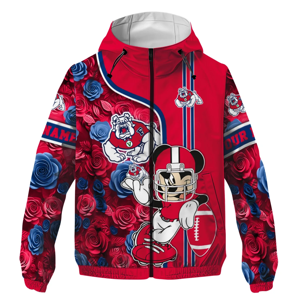 custom fresno state bulldogs football micky mouse red windbreaker jacket best selling custom fresno state bulldogs football micky mouse red windbreaker jacket best selling