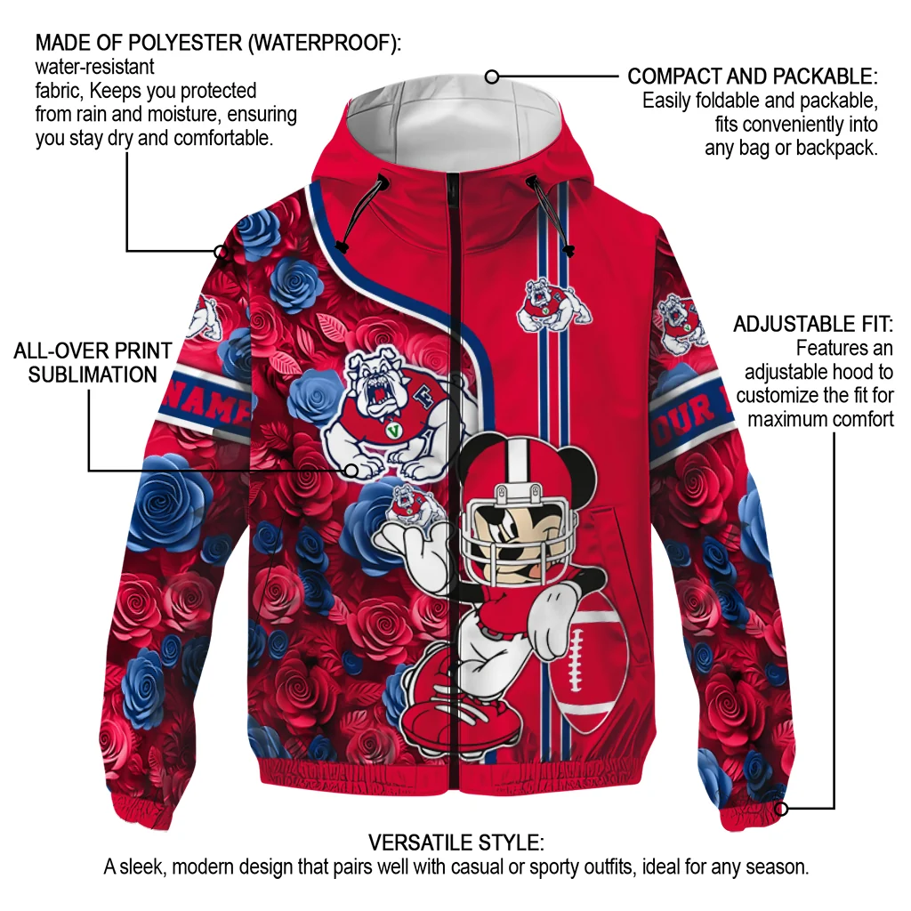 custom fresno state bulldogs football micky mouse red windbreaker jacket new arrival custom fresno state bulldogs football micky mouse red windbreaker jacket new arrival