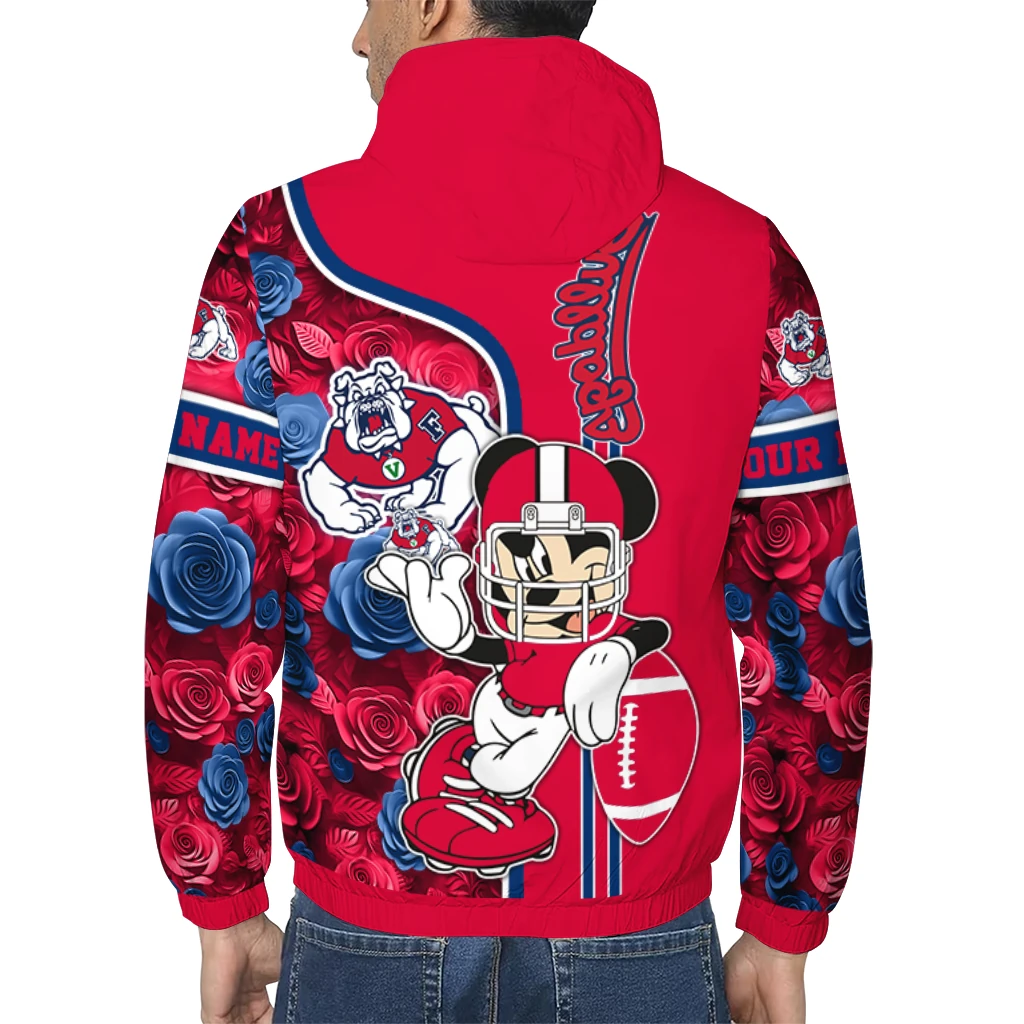 custom fresno state bulldogs football micky mouse red windbreaker jacket trendy custom fresno state bulldogs football micky mouse red windbreaker jacket trendy