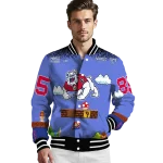 custom fresno state bulldogs mario blocks blue black varsity jacket best selling