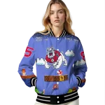 custom fresno state bulldogs mario blocks blue black varsity jacket best selling