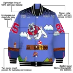 custom fresno state bulldogs mario blocks blue black varsity jacket best selling