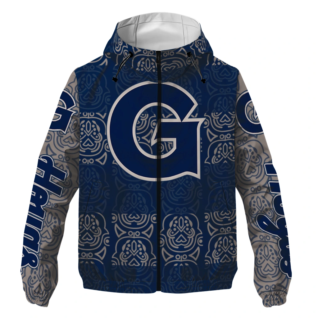 custom georgetown hoyas cat eyes blue windbreaker jacket best selling custom georgetown hoyas cat eyes blue windbreaker jacket best selling