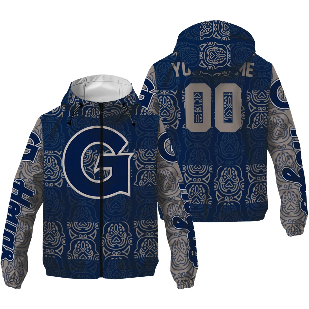 custom georgetown hoyas cat eyes blue windbreaker jacket high quality custom georgetown hoyas cat eyes blue windbreaker jacket high quality