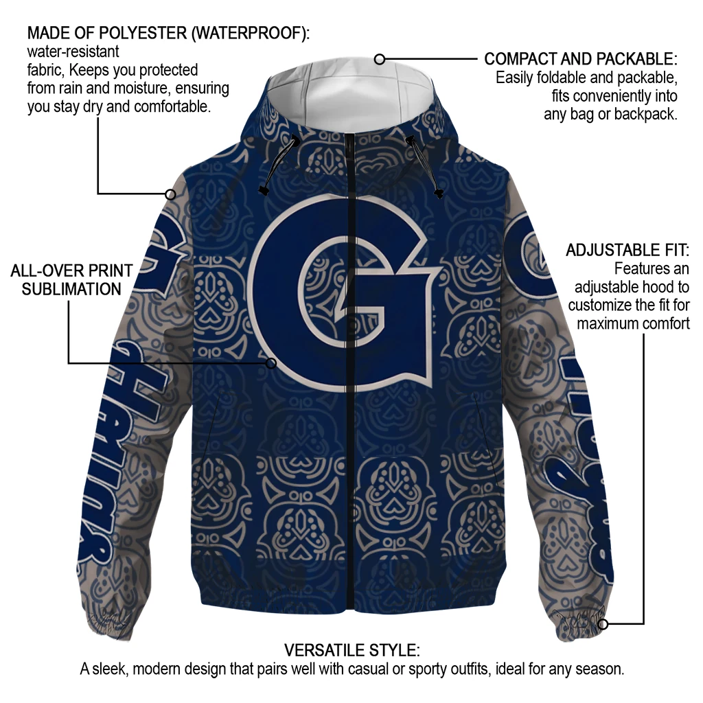 custom georgetown hoyas cat eyes blue windbreaker jacket new arrival custom georgetown hoyas cat eyes blue windbreaker jacket new arrival