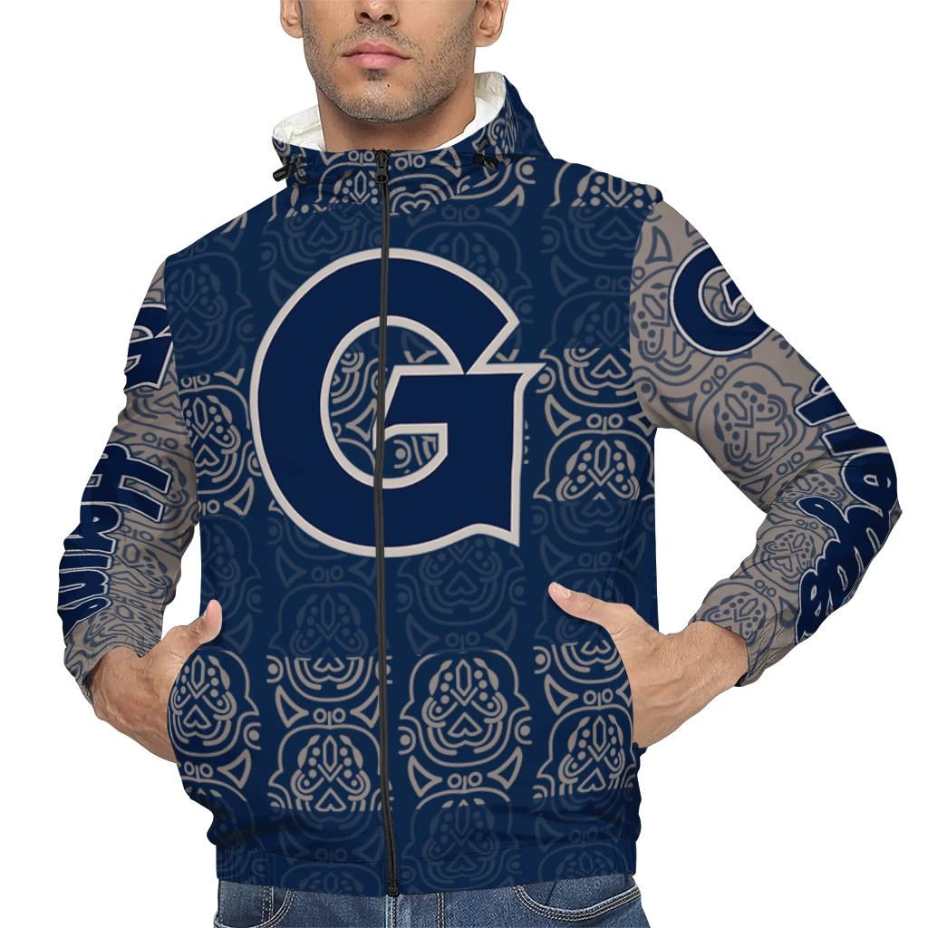 custom georgetown hoyas cat eyes blue windbreaker jacket top rated custom georgetown hoyas cat eyes blue windbreaker jacket top rated