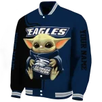 custom georgia southern eagles adorable yoda blue black varsity jacket best selling