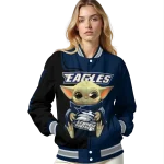 custom georgia southern eagles adorable yoda blue black varsity jacket best selling