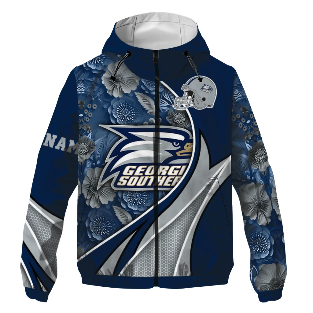 custom georgia southern eagles blossoms helmet blue windbreaker jacket best selling custom georgia southern eagles blossoms helmet blue windbreaker jacket best selling