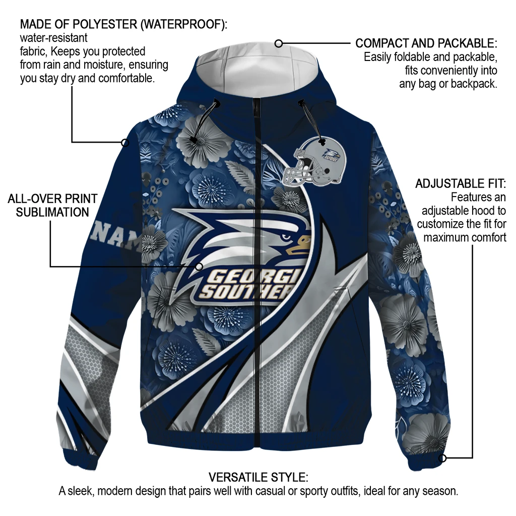 custom georgia southern eagles blossoms helmet blue windbreaker jacket new arrival custom georgia southern eagles blossoms helmet blue windbreaker jacket new arrival