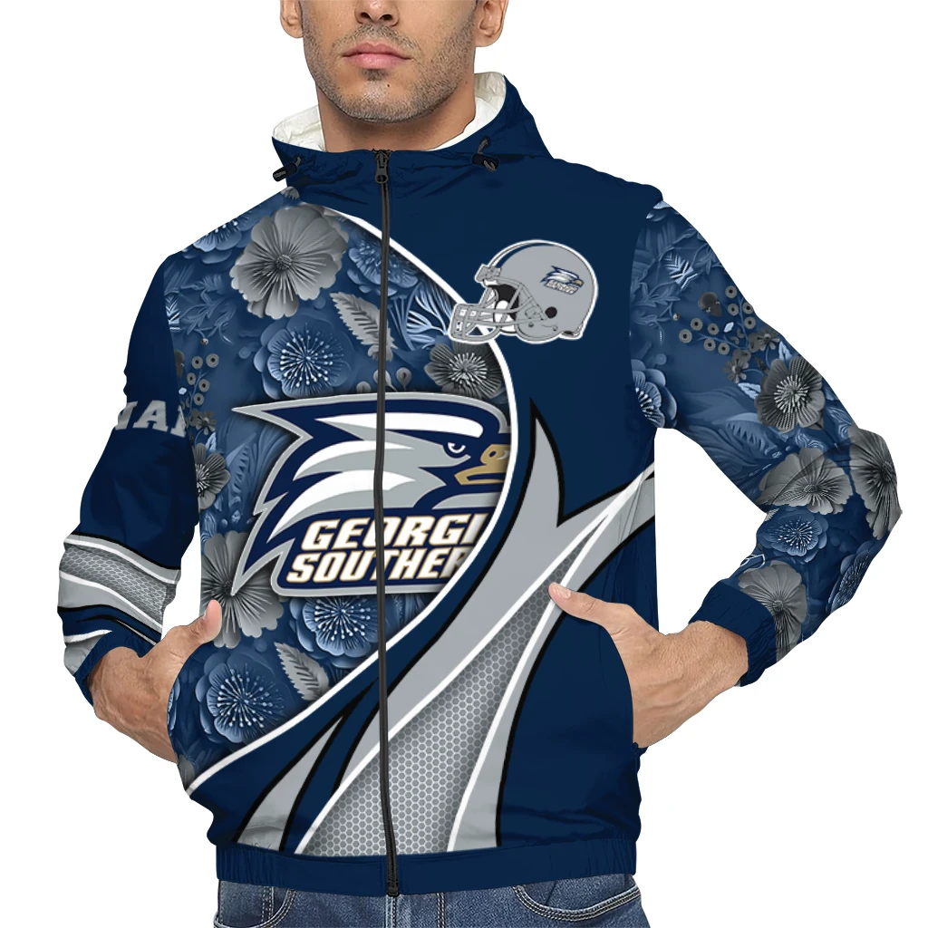 custom georgia southern eagles blossoms helmet blue windbreaker jacket top rated custom georgia southern eagles blossoms helmet blue windbreaker jacket top rated