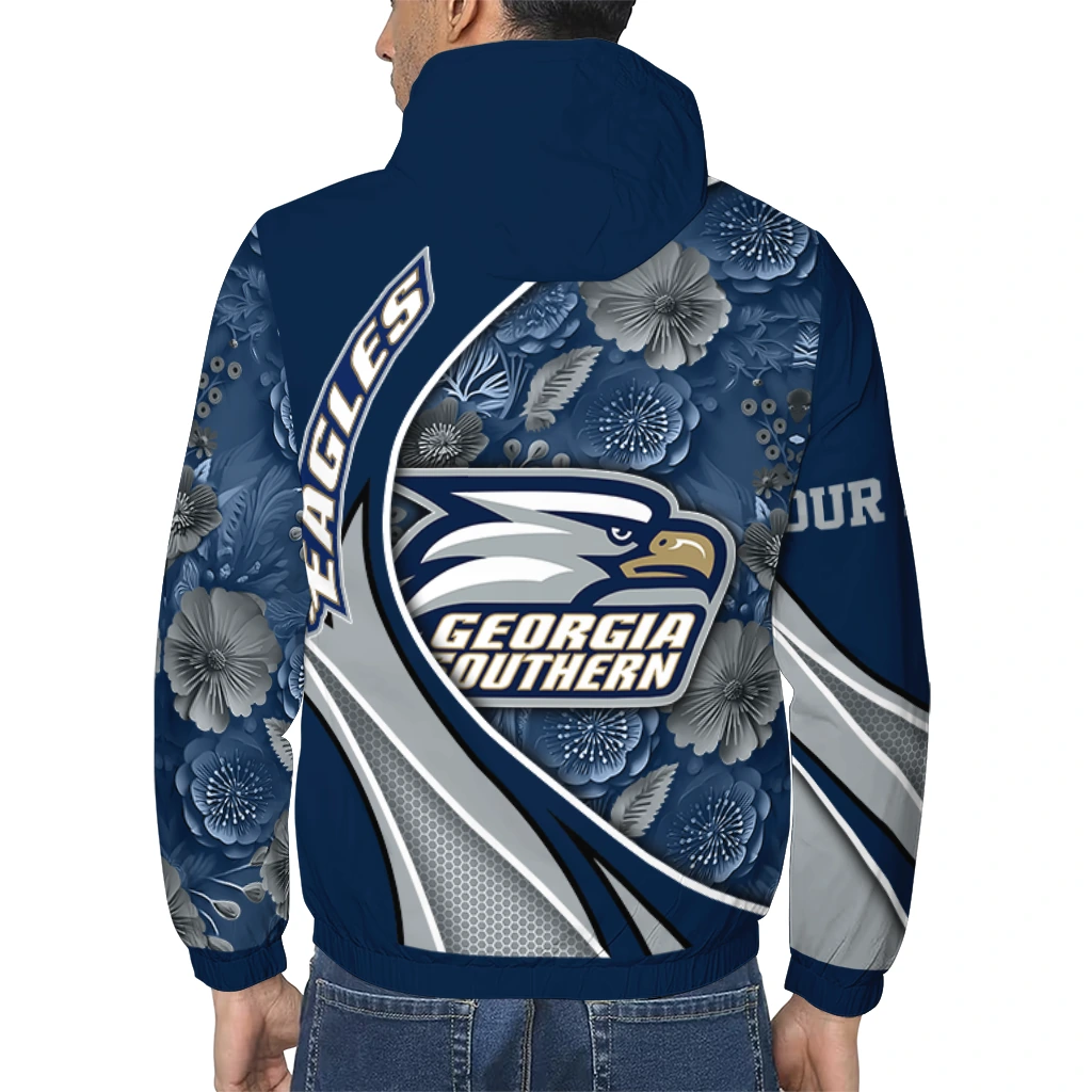 custom georgia southern eagles blossoms helmet blue windbreaker jacket trendy custom georgia southern eagles blossoms helmet blue windbreaker jacket trendy