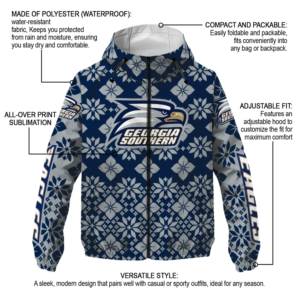 custom georgia southern eagles geometric blossom blue windbreaker jacket new arrival custom georgia southern eagles geometric blossom blue windbreaker jacket new arrival