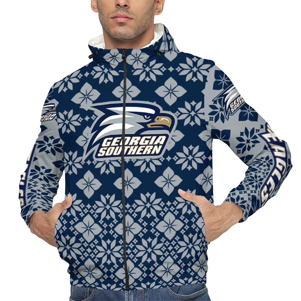 custom georgia southern eagles geometric blossom blue windbreaker jacket top rated custom georgia southern eagles geometric blossom blue windbreaker jacket top rated