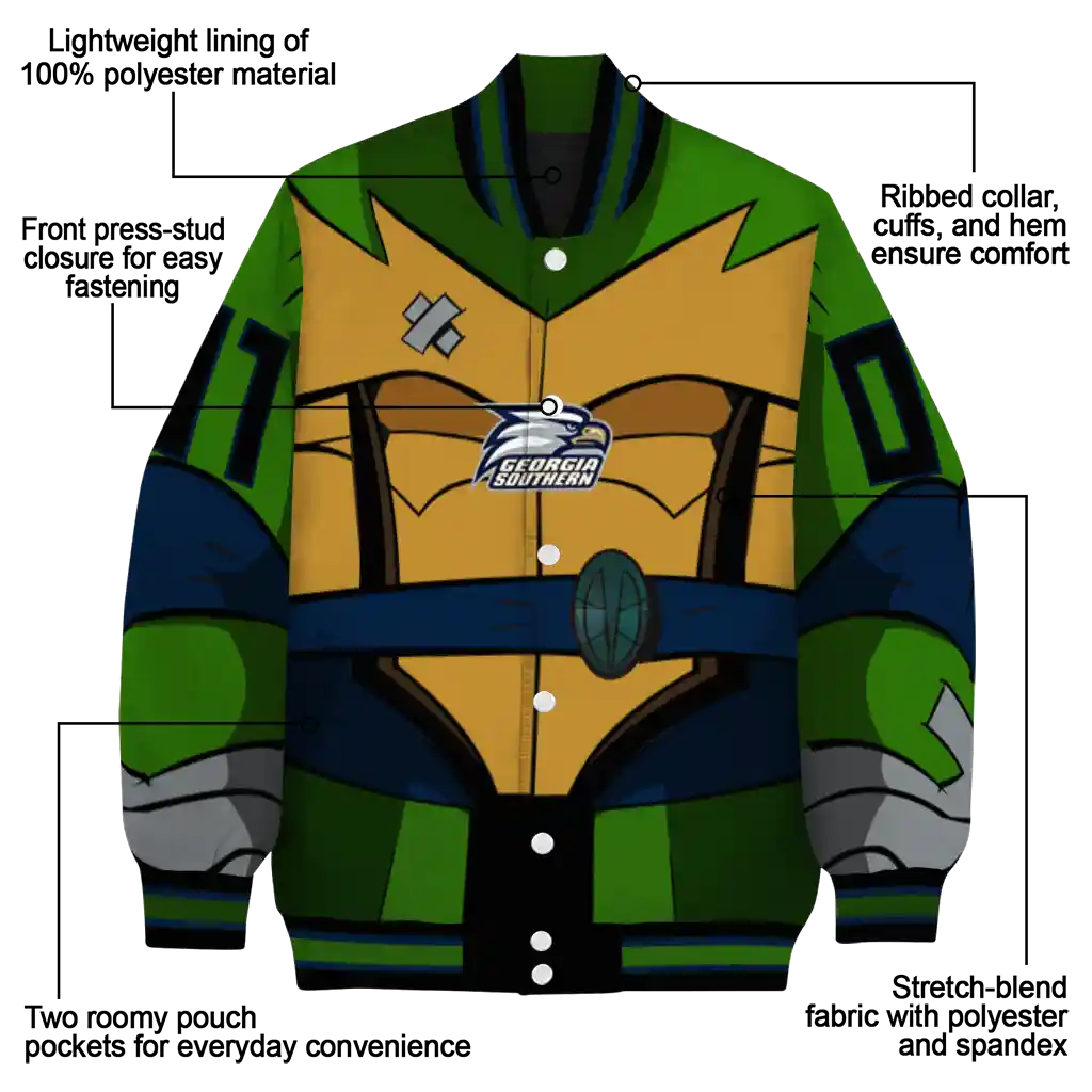 custom georgia southern eagles turtle armor varsity jacket new arrival custom georgia southern eagles turtle armor varsity jacket new arrival
