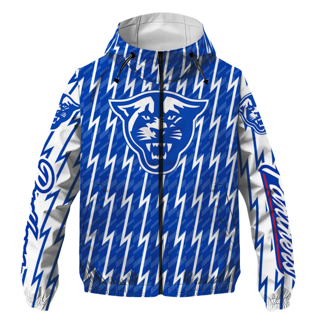custom georgia state panthers lightning strike grid blue windbreaker jacket best selling custom georgia state panthers lightning strike grid blue windbreaker jacket best selling