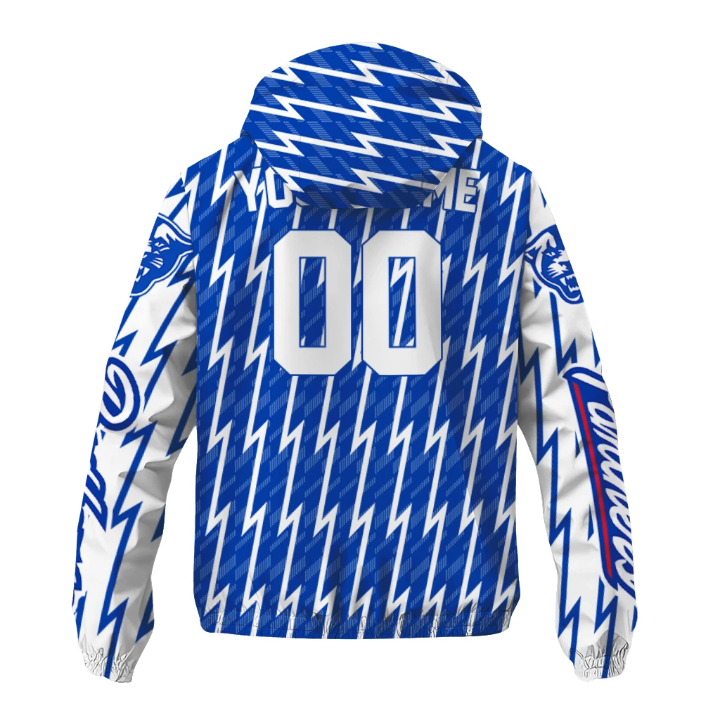 custom georgia state panthers lightning strike grid blue windbreaker jacket fashion forward custom georgia state panthers lightning strike grid blue windbreaker jacket fashion forward