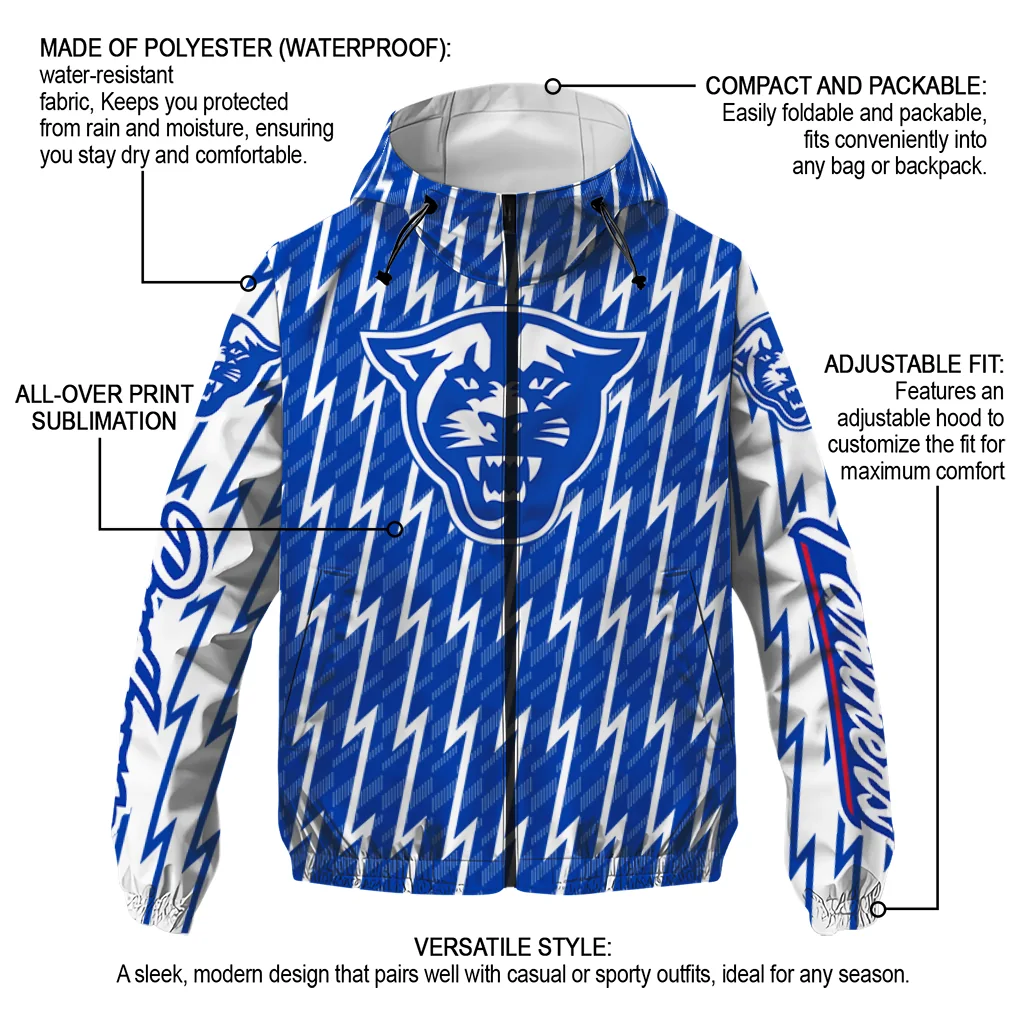 custom georgia state panthers lightning strike grid blue windbreaker jacket new arrival custom georgia state panthers lightning strike grid blue windbreaker jacket new arrival