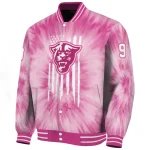 custom georgia state panthers pink tie dye pink varsity jacket best selling