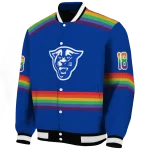 custom georgia state panthers rainbow jersey number blue varsity jacket best selling