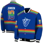 custom georgia state panthers rainbow jersey number blue varsity jacket best selling