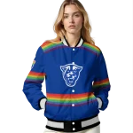 custom georgia state panthers rainbow jersey number blue varsity jacket best selling